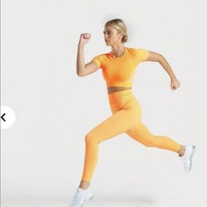 Gymshark neon orange ultra seamless set NWT